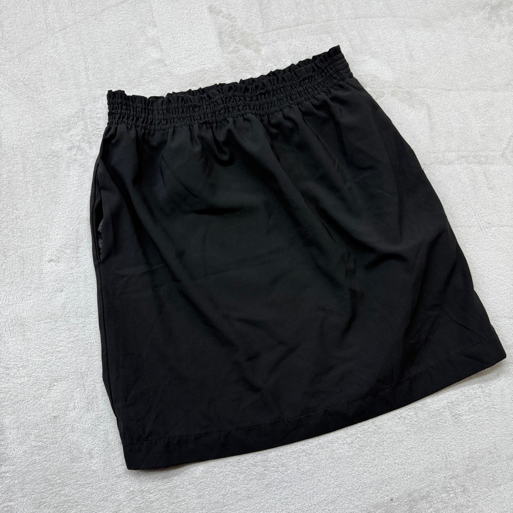 Anthropologie Comme Toi Skirt Women Large Mini Black Elastic Paperbag Minimalist